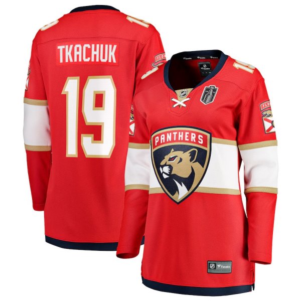 Women's #19 Matthew Tkachuk Florida Panthers 2025 Stanley Cup Final Home Breakaway Player Red Jersey