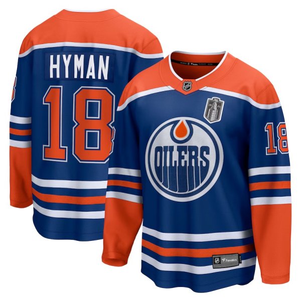 Men's #18 Zach Hyman Edmonton Oilers Fanatics 2025 Stanley Cup Final Home Breakaway Royal Jersey