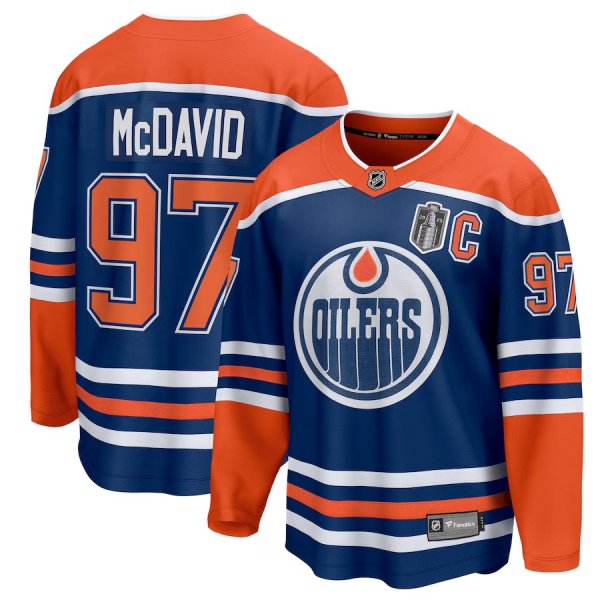 Men's #97 Connor McDavid Edmonton Oilers Fanatics 2025 Stanley Cup Final Home Breakaway Royal Jersey