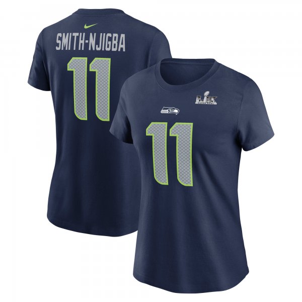 Women's Seattle Seahawks Jaxon Smith-Njigba Nike College Navy Super Bowl LX Patch T-Shirt