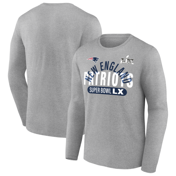 Men's New England Patriots  Gray Super Bowl LX Game Plan Long Sleeve T-Shirt