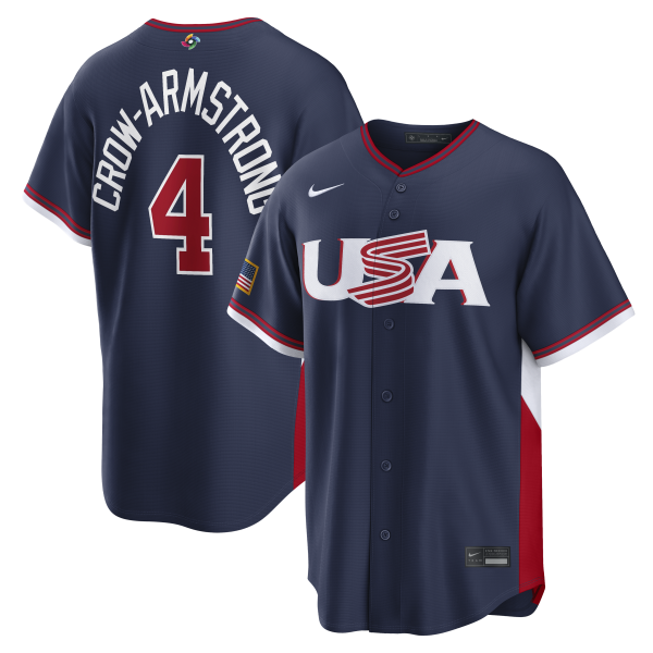 Men's USA Baseball Pete Crow-Armstrong Nike Navy 2026 World Baseball Classic Road Stadium Jersey