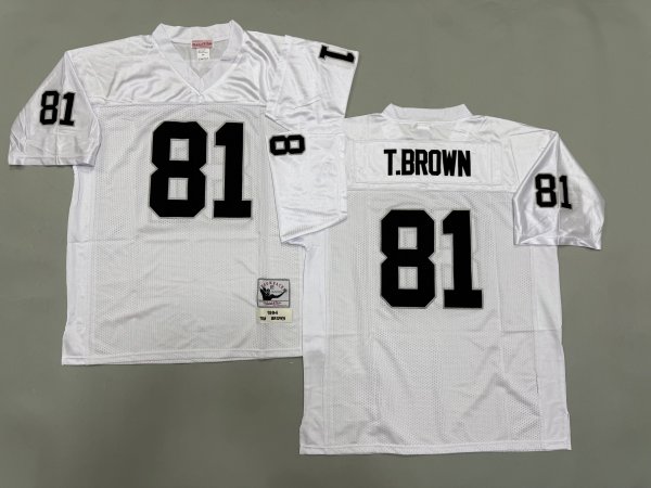 Men's Las Vegas Raiders #81 Tim Brown White Mitchell & Ness Jersey
