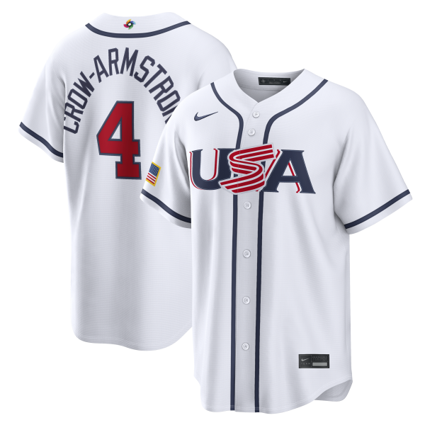 Men's USA Baseball Pete Crow-Armstrong Nike White 2026 World Baseball Classic Home Stadium Jersey