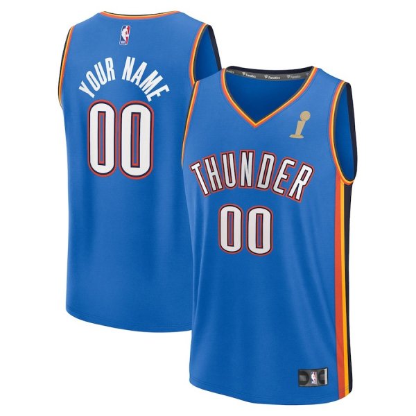 Youth Fanatics Oklahoma City Thunder Blue 2025 NBA Finals Champions Fast Break Replica Custom Icon Edition Jersey