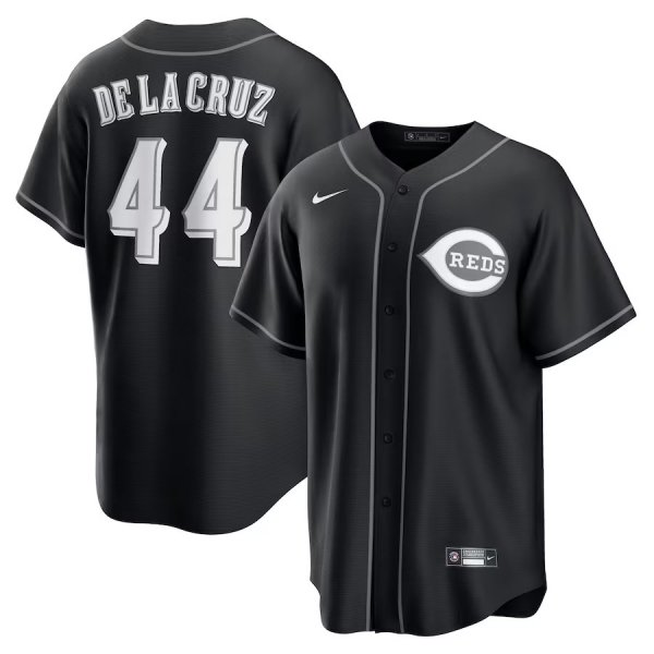 Men's Cincinnati Reds #44 Elly De La Cruz Nike Black Lights Out Replica Player Jersey