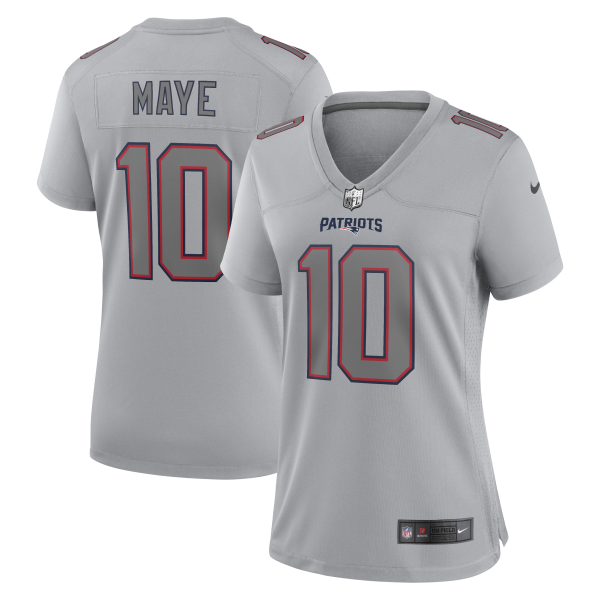 Women's New England Patriots #10 Drake Maye Nike Gray Fashion Atmosphere Fashion Game Jersey