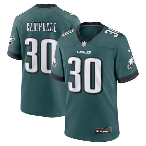 Men's Philadelphia Eagles Jihaad Campbell #30 Nike Green 2025 NFL Draft Game Jersey