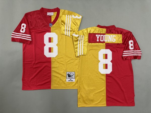Men's #8 Steve Young San Francisco 49ers Red and Yellow Jersey