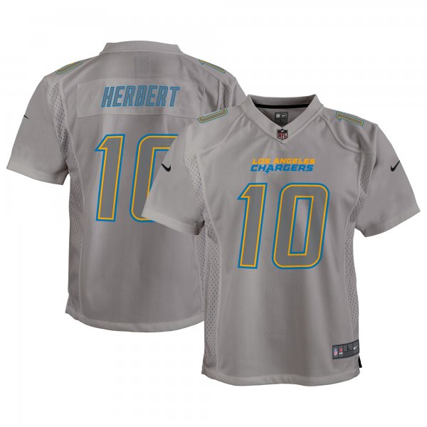 Youth Los Angeles Chargers #10 Justin Herbert Nike Gray Atmosphere Game Jersey