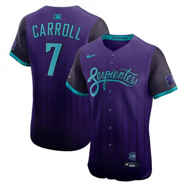 Men's #7 Corbin Carroll Arizona Diamondbacks Nike 2025 City Connect Elite Player Purple Jersey