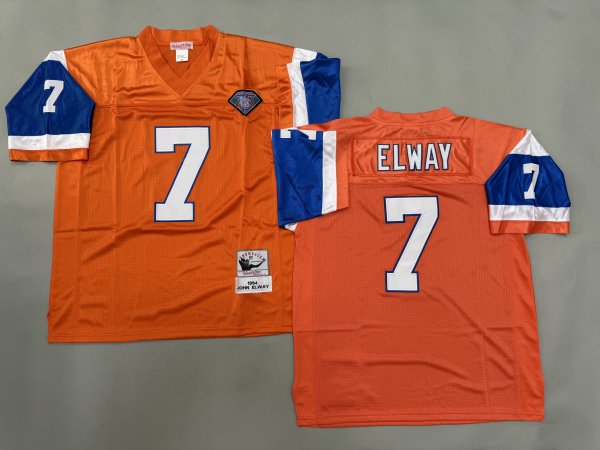 Men's Denver Broncos #7 John Elway Ornage Mitchell & Ness Jersey