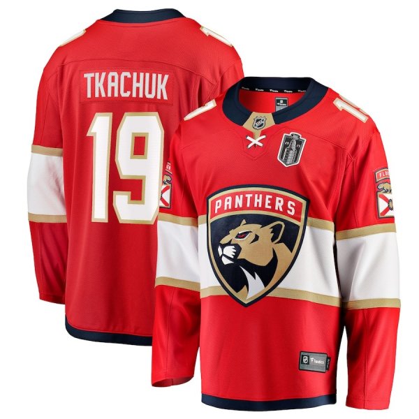 Men's #19 Matthew Tkachuk Florida Panthers Fanatics 2025 Stanley Cup Final Home Breakaway Player Red Jersey