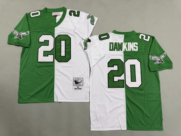 Men's Philadelphia Eagles #20 Brian Dawkins White and Green Jersey
