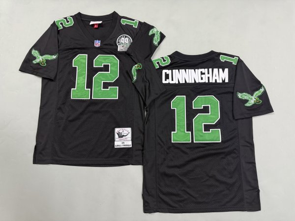 Men's Philadelphia Eagles #12 Randall Cunningham Black Jersey