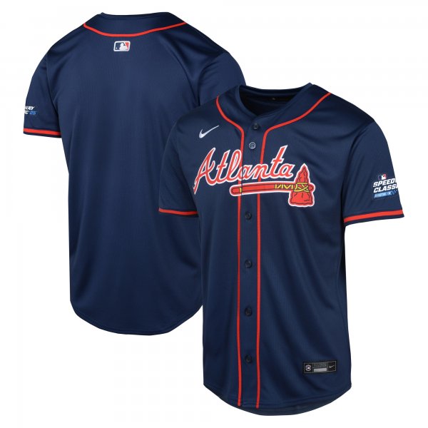 Youth Atlanta Braves Nike Navy 2025 MLB Speedway Classic Alternate Limited Jersey