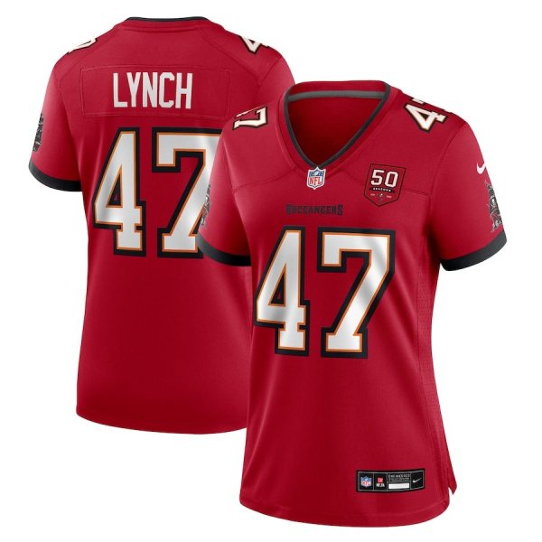 Women's Tampa Bay Buccaneers #47 John Lynch Nike Red 50th Anniversary Game Jersey