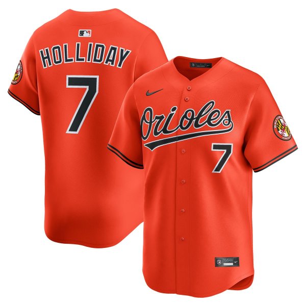 Men's Baltimore Orioles #7 Jackson Holliday Alternate Orange Jersey