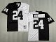 Men's Las Vegas Raiders #24 Charles Woodson Split Black & White Mitchell & Ness Jersey