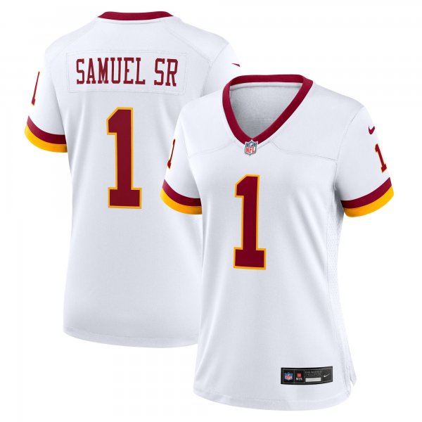 Women's #1 Deebo Samuel Sr Washington Commanders Nike Game Super Bowl Era White Jersey