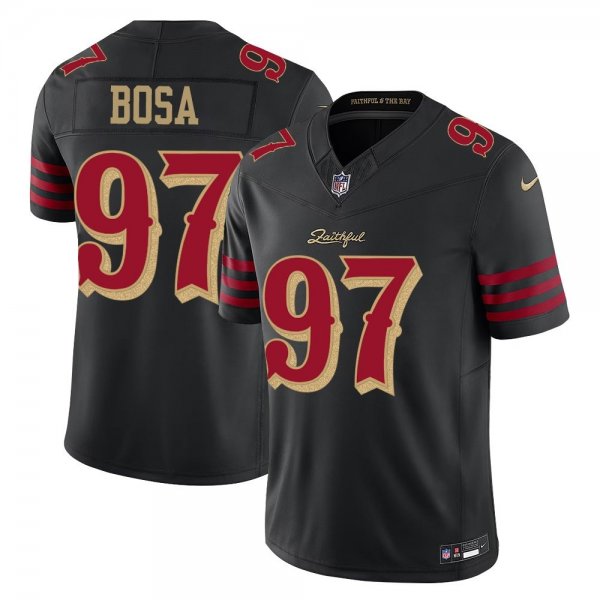 Men's San Francisco 49ers #97 Nick Bosa Black Rivalries Collection F.U.S.E. Vapor Limited Stitched Jersey