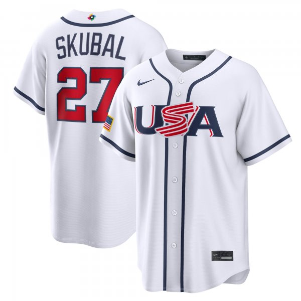 Men's USA Baseball Tarik Skubal Nike White 2026 World Baseball Classic Home Stadium Jersey