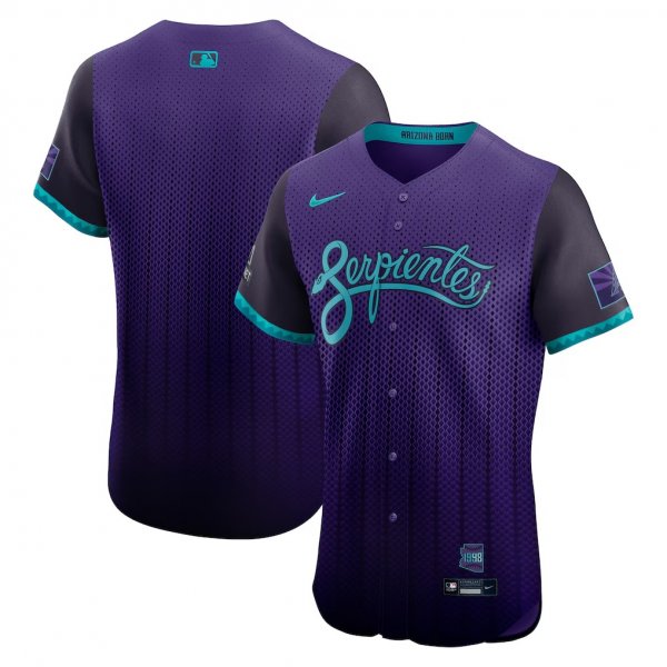 Men's Arizona Diamondbacks Nike 2025 City Connect Elite Purple Jersey With Sponsor Patch