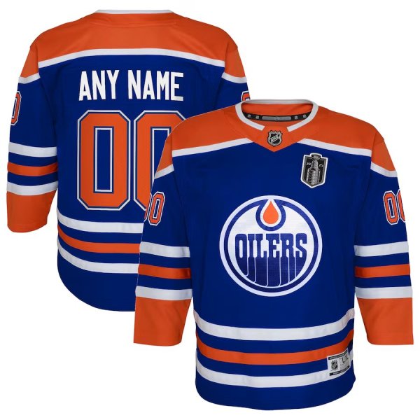 Youth Edmonton Oilers 2025 Stanley Cup Final Home Premier Custom Royal Jersey