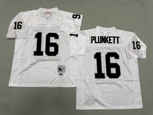 Men's Las Vegas Raiders #16 Jim Plunkett White Mitchell & Ness Jersey