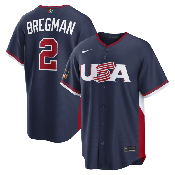 Men's USA Baseball Alex Bregman Nike Navy 2026 World Baseball Classic Road Stadium Jersey