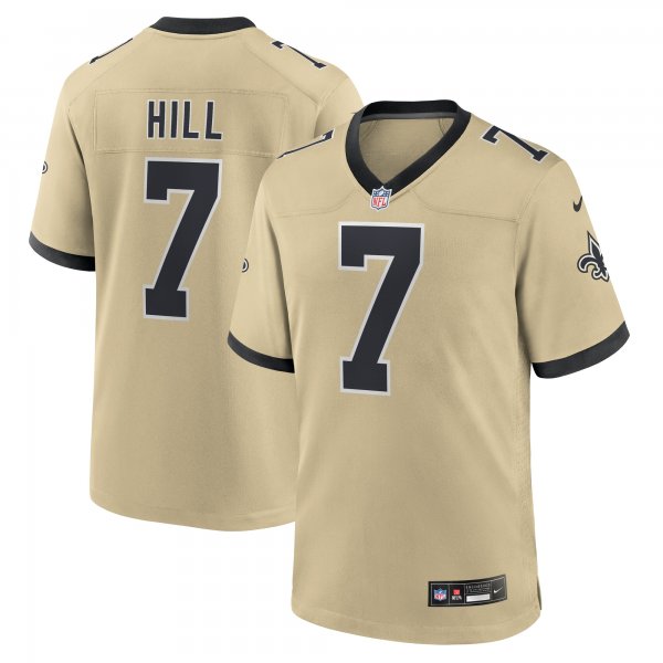 Men's New Orleans Saints #7 Taysom Hill Nike Gold Gameday Golds Alternate Game Player Jersey