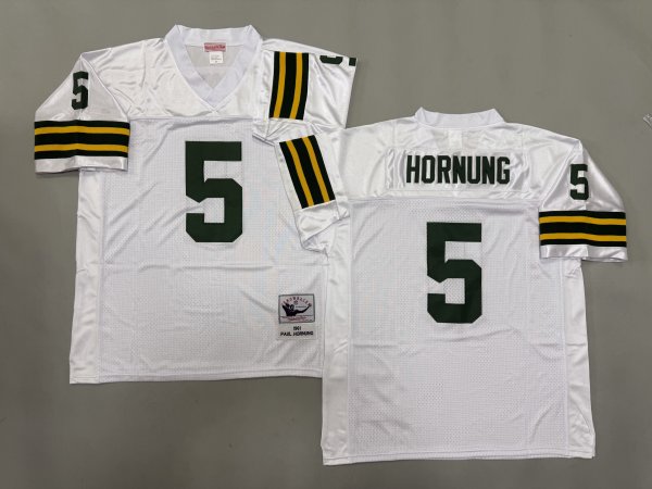 Men's Green Bay Packers #5 Paul Hornung White Mitchell & Ness Jersey