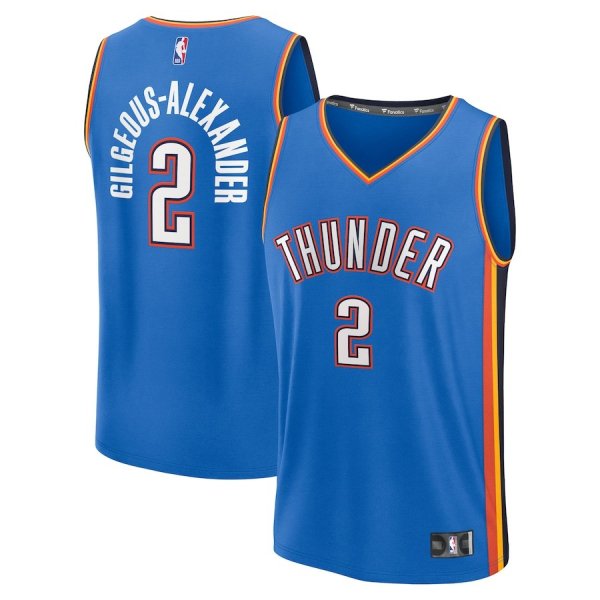 Men's #2 Shai Gilgeous-Alexander Oklahoma City Thunder Fanatics Fast Break Replica Player Icon Edition Blue Jersey