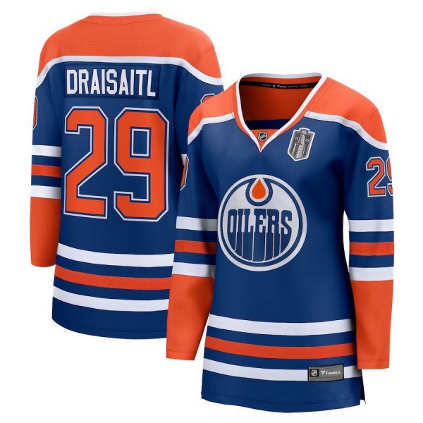 Women's #29 Leon Draisaitl Edmonton Oilers Fanatics 2025 Stanley Cup Final Home Breakaway Royal Jersey