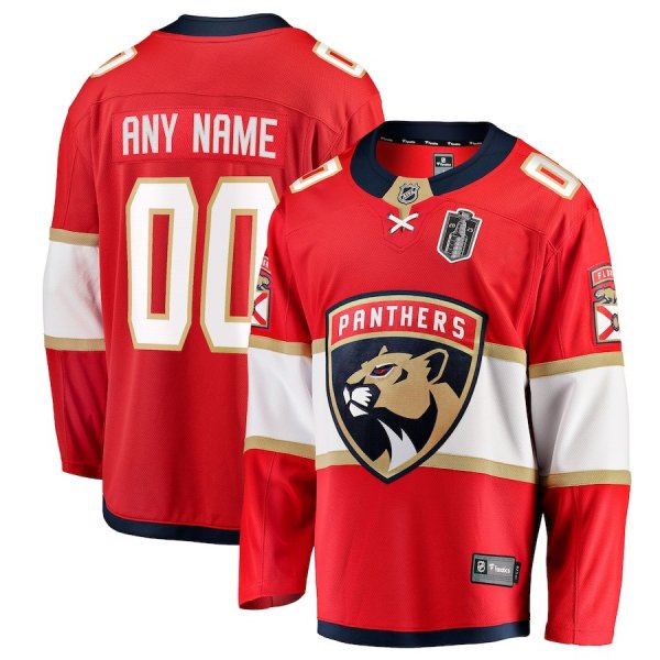 Men's Florida Panthers 2025 Stanley Cup Final Home Breakaway Custom Red Jersey