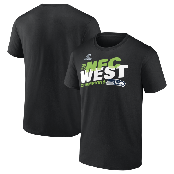 Men's Seattle Seahawks  Black 2025 NFC West Division Champions Conquer T-Shirt