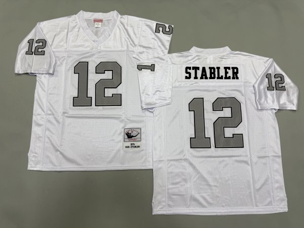 Men's Las Vegas Raiders #12 Ken Stabler White Mitchell & Ness Jersey