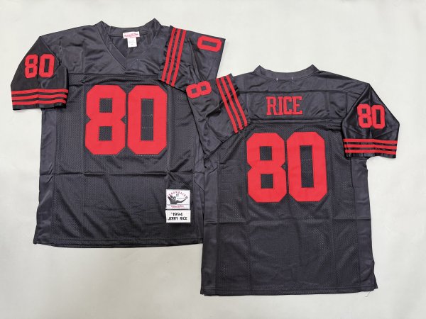 Men's #80 Rice Scarlet San Francisco 49ers Black Jersey