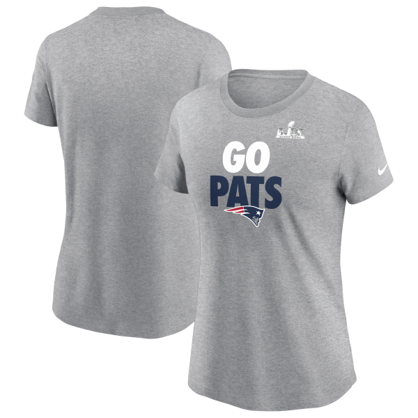 Women's New England Patriots  Nike Heather Gray Super Bowl LX Local T-Shirt