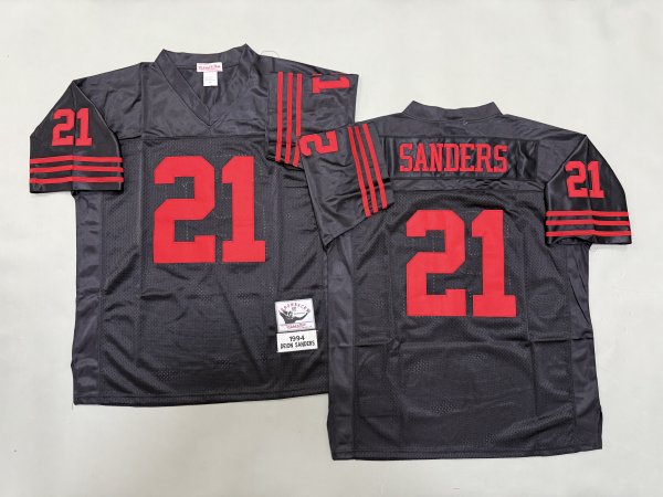 Men's #21 Deion Sanders San Francisco 49ers Black Jersey