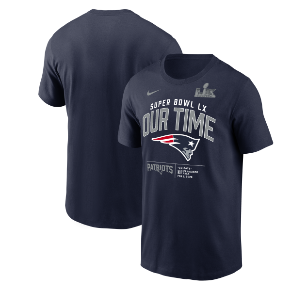 Men's New England Patriots Nike Navy Super Bowl LX Clear Sign T-Shirt