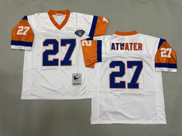 Men's Denver Broncos #27 Steve Atwater White Mitchell & Ness Jersey