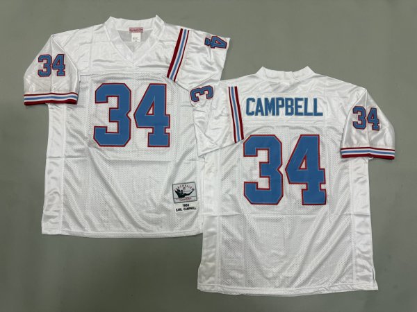 Men's #34 Earl Campbell Tennessee Titans White Jersey