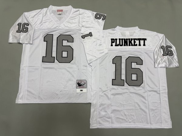 Men's Las Vegas Raiders #16 Jim Plunkett White Mitchell & Ness Jersey