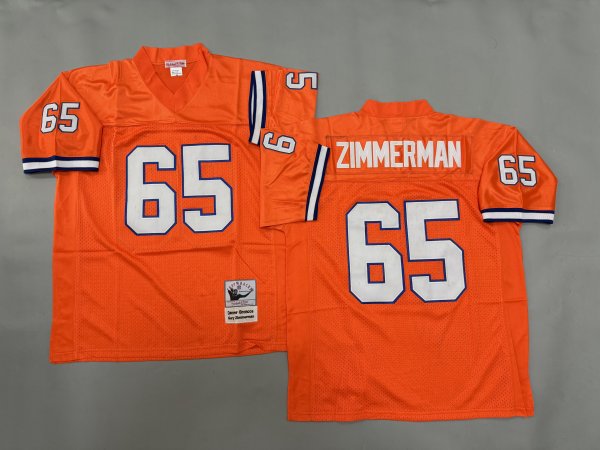 Men's Denver Broncos #65 Gary Zimmerman Orange Mitchell & Ness Jersey